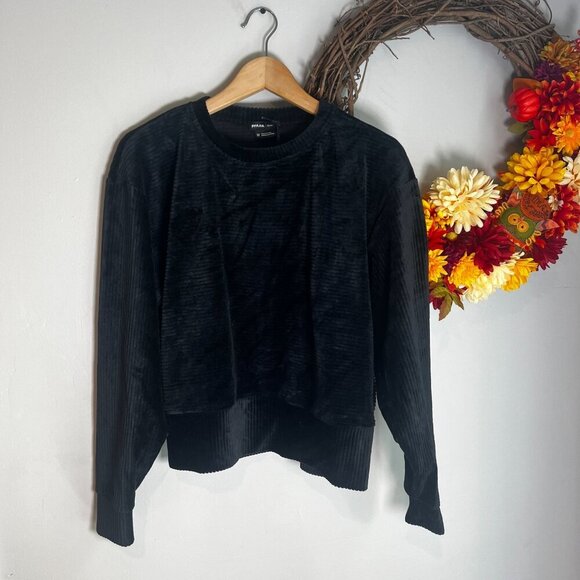 prAna Womens Escambia Pull Over Knit Top Sweater MEDIUM in Black Velour - Picture 1 of 10